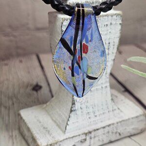 Pendant Leaf Colored Glass, Murano Style Inspired